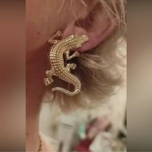 Alligator Gold Textured Statement Earrings